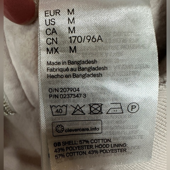 H&M Womens Full Zip Up Hoodie Sweatshirt Drawstring Long Sleeve Pink Size M - Picture 3 of 5